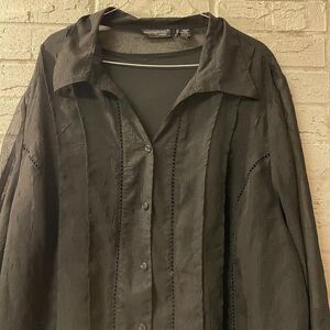 MOONLIGHT BAY Semi Sheer Button Up Blouse Plus Size Curvy Size 26/28w